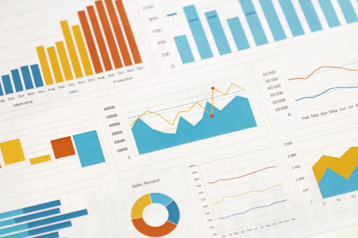 Informes con gráficos de ventas y producción
