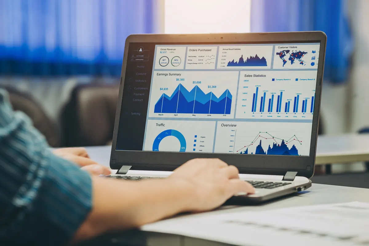 Laptop showing a management dashboard